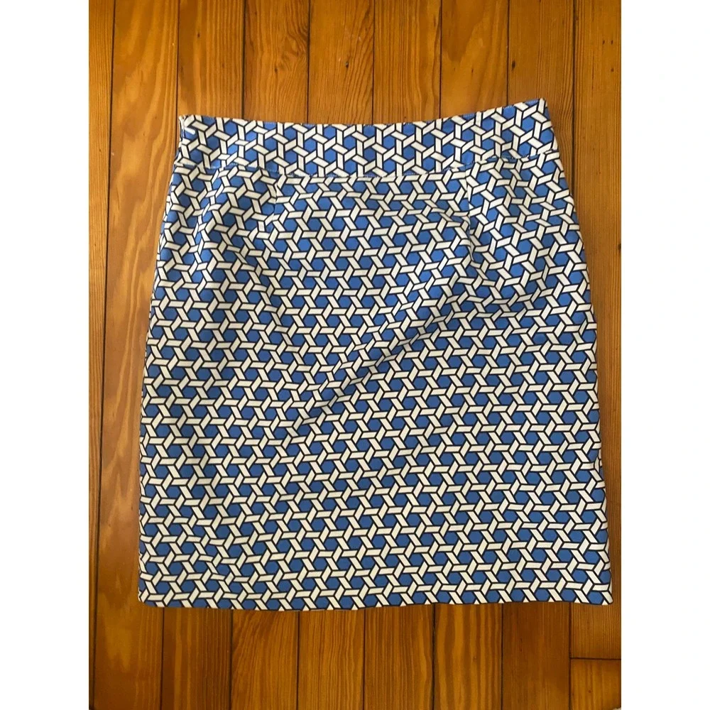 Rafaella skirtsBlue Geometric Lattice Print Pencil  Size 8‎ career